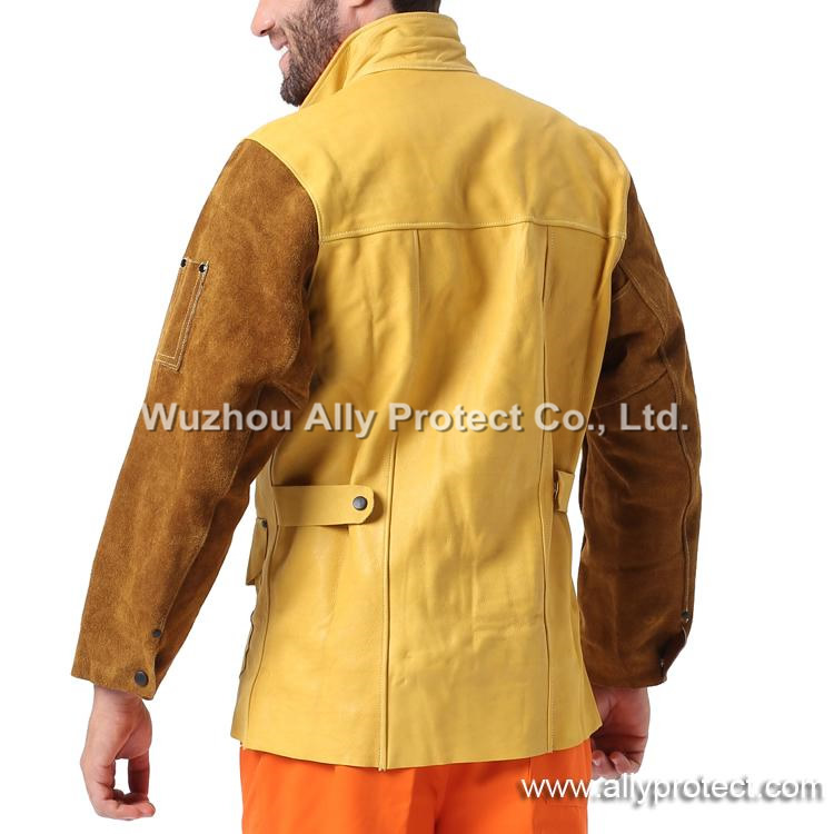 AP-2830 Yellow Grain & Brown Split Leather welding Jacket